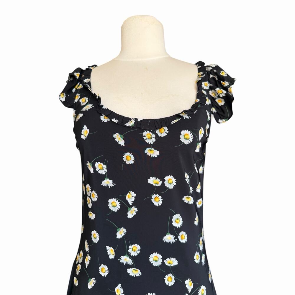 The Kooples Daisy Print Ruffle Straps Asymmetric Hem Midi Dress Size 1 NWT - Picture 5 of 16